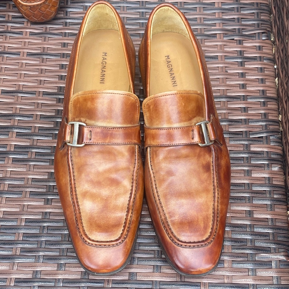 Magnanni Mens Tan Leather Bit Loafers